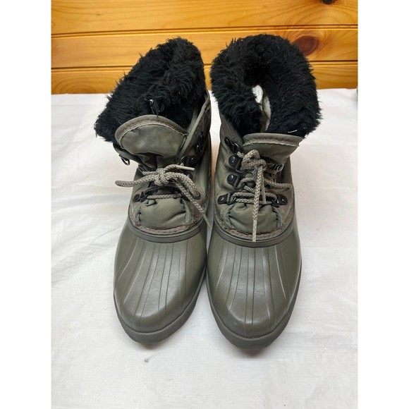 Sorel Winter Insulated Boots Women's Military‎ Green Fur Waterproof - Picture 1 of 6
